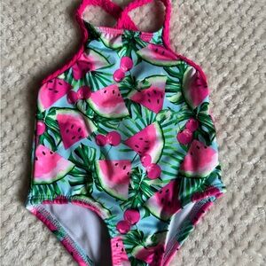 Penelope Mack Pink and Green Watermelon Print One Piece Swimsuit Baby Girl 18M